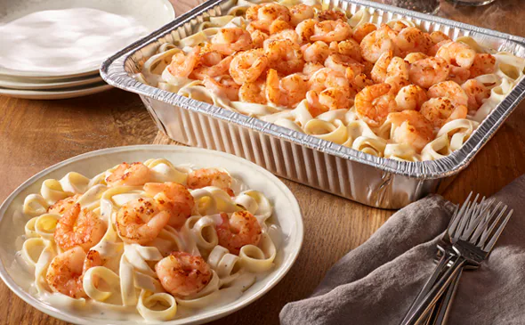 Shrimp Alfredo family-size dish from Olive Garden menu creamy pasta