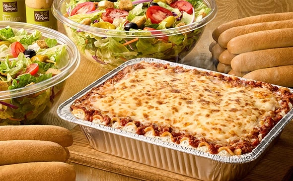 Large Family-Style Lasagna Bundle on Olive Garden menu serving big groups