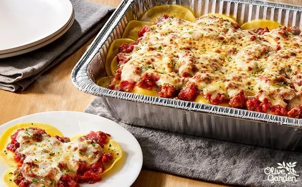 Cheese Ravioli with Marinara or Meat Sauce, catering menu at olive garden