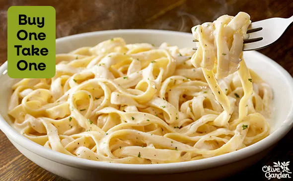 Fettuccine Alfredo pasta from Olive Garden menu creamy vegetarian Italian dish