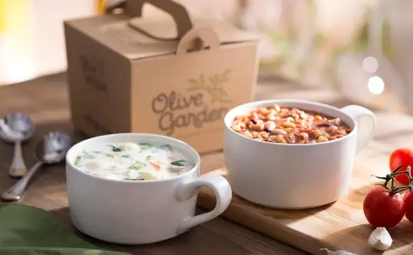 Homemade soups from Olive Garden menu serving 6 people variety options