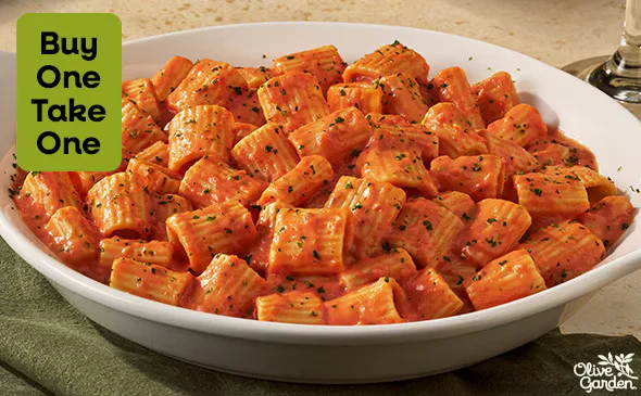 Rigatoni alla vodka vegetarian pasta from Olive Garden menu creamy tomato sauce dish