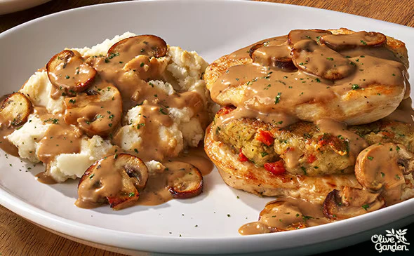 Stuffed chicken Marsala from Olive Garden menu Italian-style chicken dish