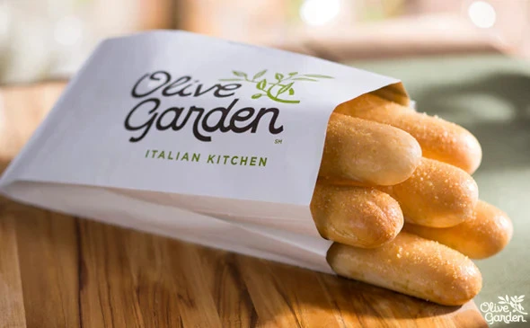 Olive Garden breadsticks vegetarian appetizer freshly baked