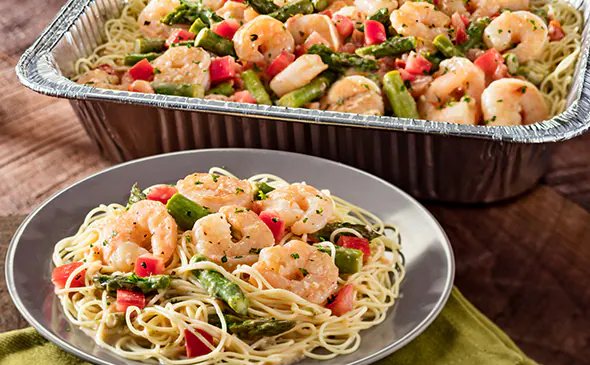 Shrimp Scampi family-size pasta from Olive Garden menu light garlic sauce