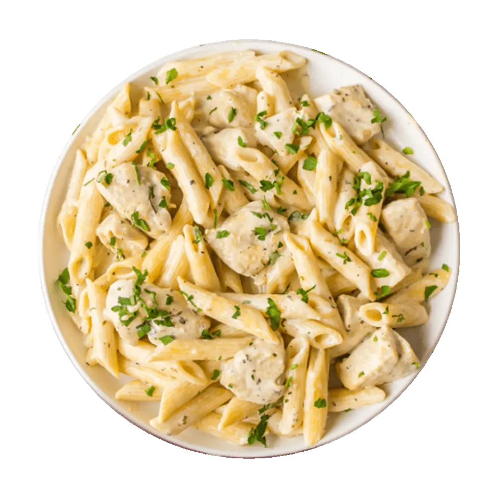 Chicken Alfredo with grilled chicken over fettuccine in creamy Alfredo sauce at Olive Garden