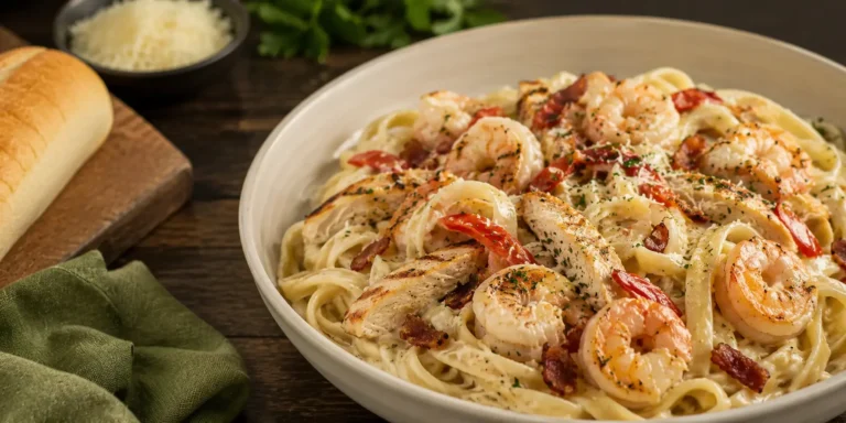 Chicken and Shrimp Carbonara