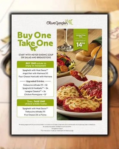 Olive Garden Buy One Take One Menu Prices