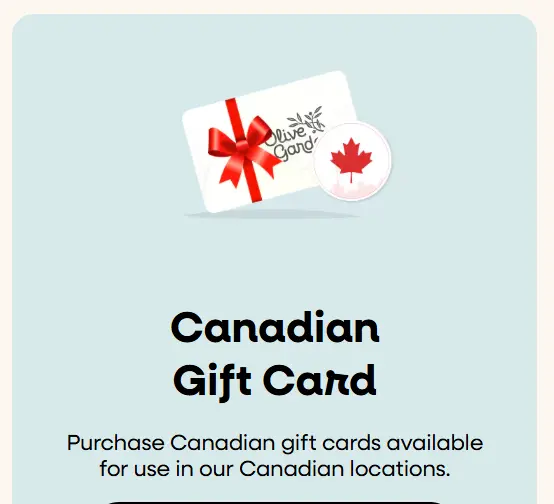 Olive garden Canadian Gift Cards